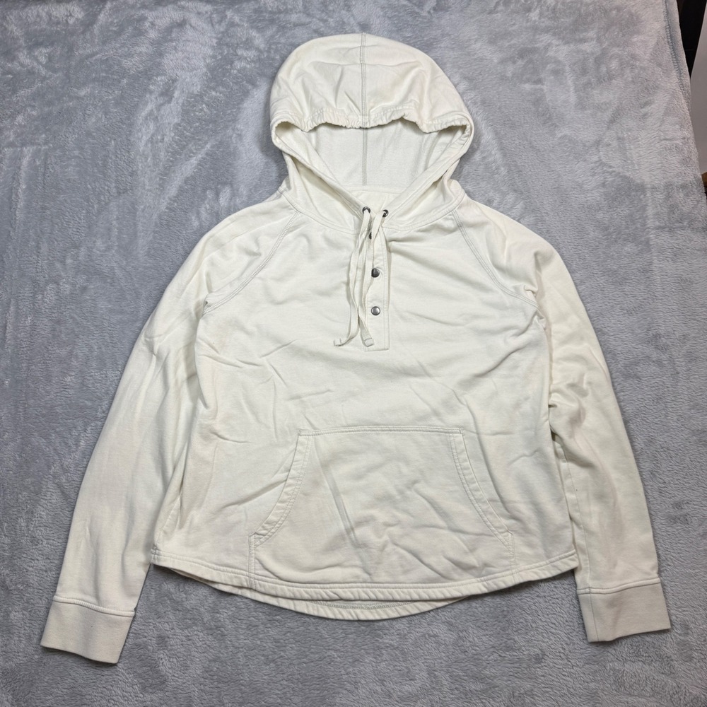 Patagonia Snap T Hoodie Womens L Cream Pullover Organic Cotton Fleece 2015